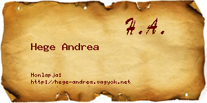 Hege Andrea névjegykártya